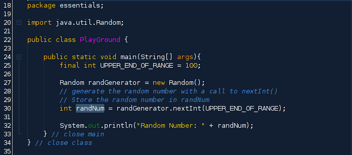 random number generator code in java
