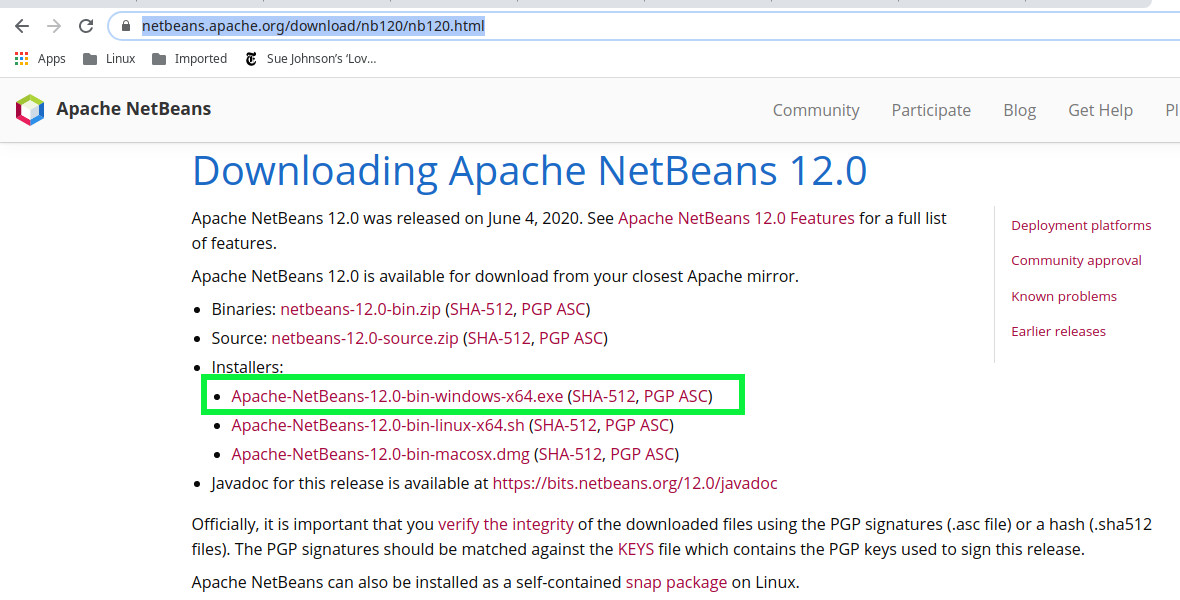 netbeans IDE download page