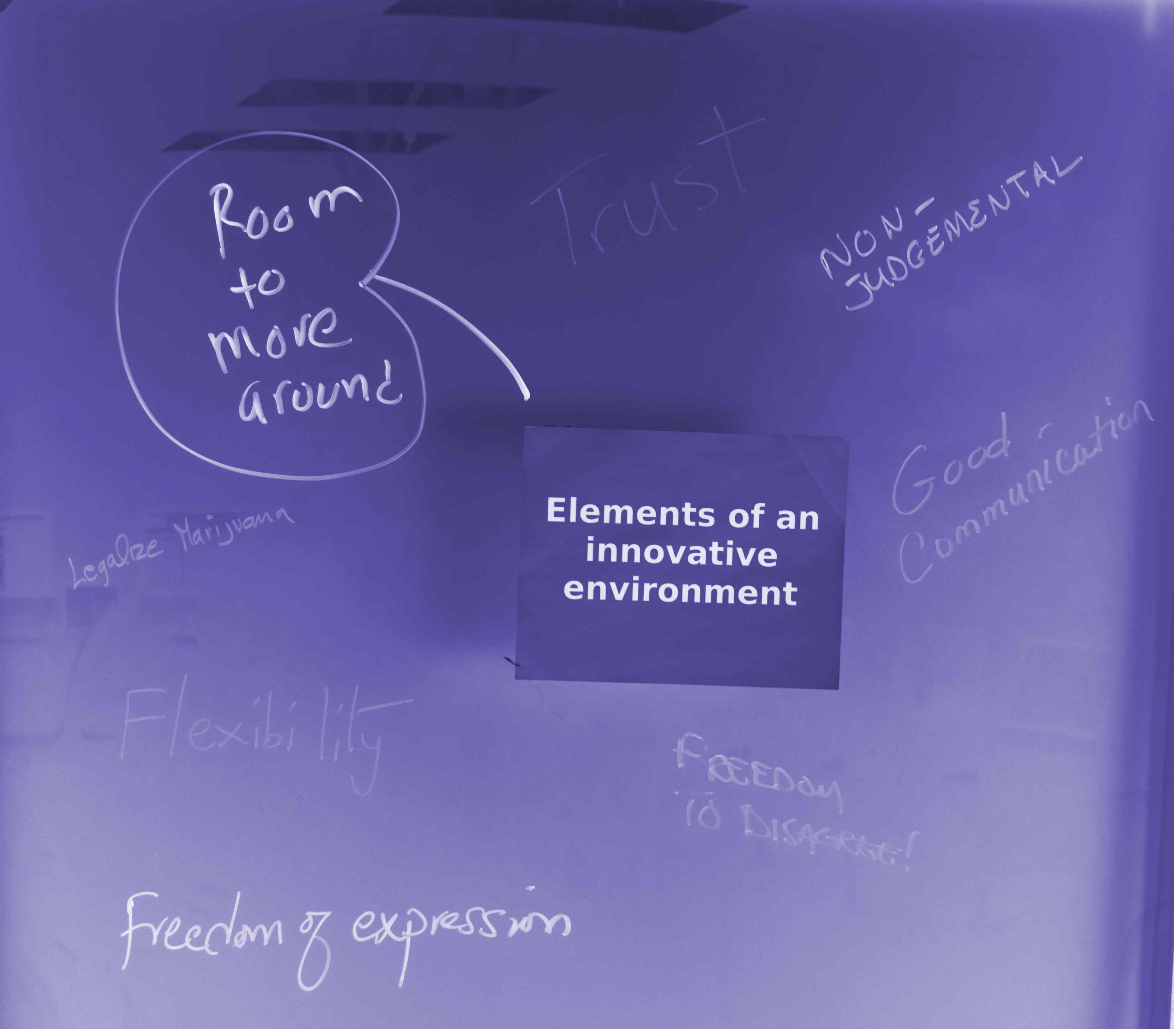 Mind-map ideas related to innovative environments contributed by guests