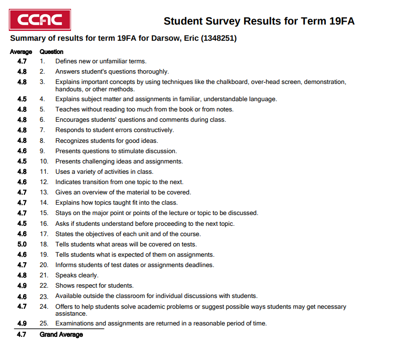 eric darsow soso survey of student opinion summary ccac